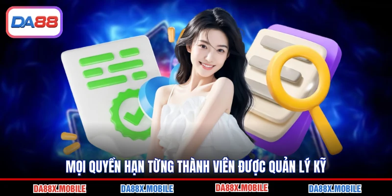 Mọi quyền hạn từng thành viên được quản lý kỹ